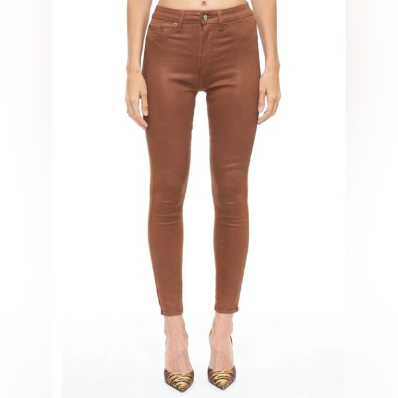 NWT Pistola Aline High Rise Skinny Coated Jeans Cognac Color Size 24 - Picture 1 of 14